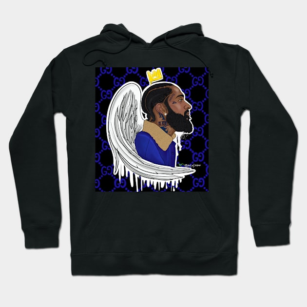 Nipsey Hussel Portrait Hoodie by Art_of_Selene